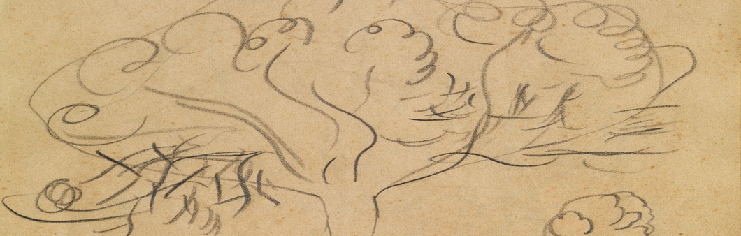 Detalle de dibujo preparatorio de <em>La tierra labrada</em>. Joan Miró, 1923-1924
