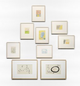 Antoni Llena, Miró: Constelación Antoni Llena, instalación de 150 dibujos de Joan Miró provinentes del Archivo de la Fundació Joan Miró, 2020 (detalle). Foto: Foto Gasull © Successió Miró, 2020