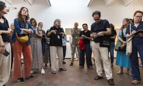 Roda de premsa de La poesia tot just ha començat. Fundació Joan Miró, Barcelona. ©Fundació Joan Miró. Foto de Davide Camesasca