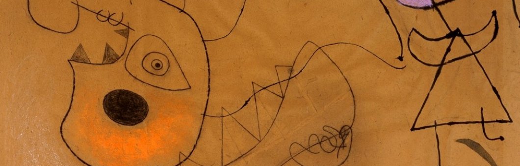 Dibuix de Joan Miró: Dona pentinant-se, nena saltant a corda, ocell, estels Joan Miró 1942. Fundació Joan Miró, Barcelona. Dipòsit de col·lecció particular 
