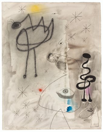 Figures, bird, stars