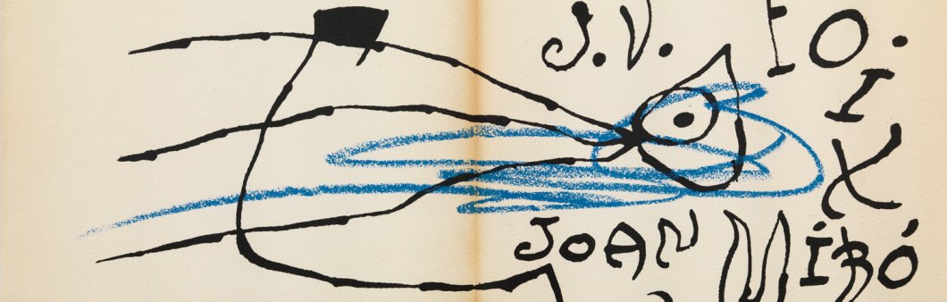Portada y contraportada ilustradas por Joan Miró del poema de J. V. Foix <em>És quan dormo que hi veig clar</em>. Filograf / R. Giralt-Miracle, juliol de 1975.
