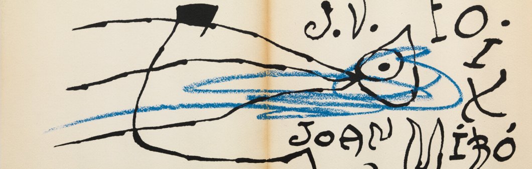 Portada y contraportada ilustradas por Joan Miró del poema de J. V. Foix <em>És quan dormo que hi veig clar</em>. Filograf / R. Giralt-Miracle, juliol de 1975.
