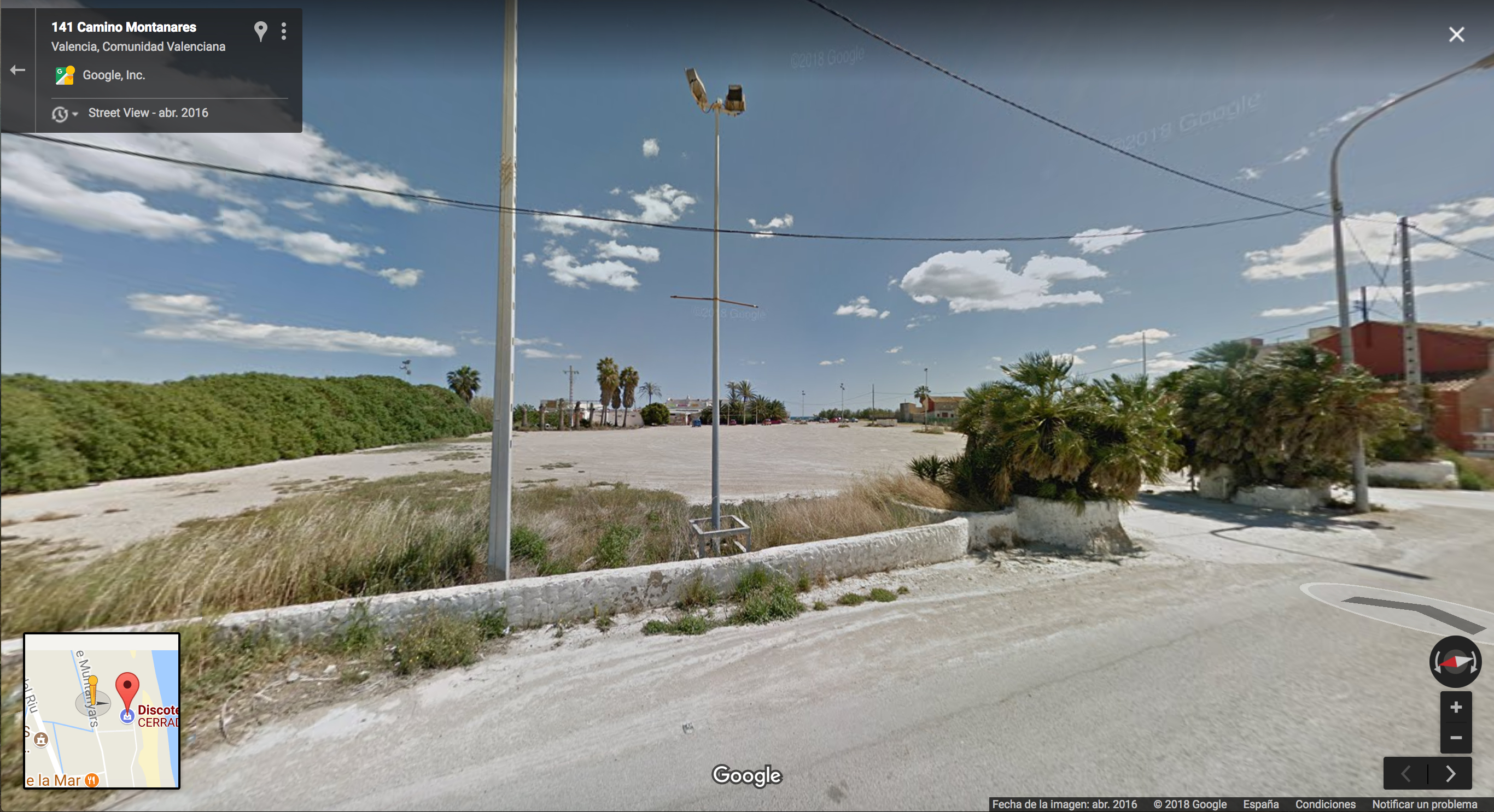 Captura de Google Street View de la discoteca The Face, Valencia
