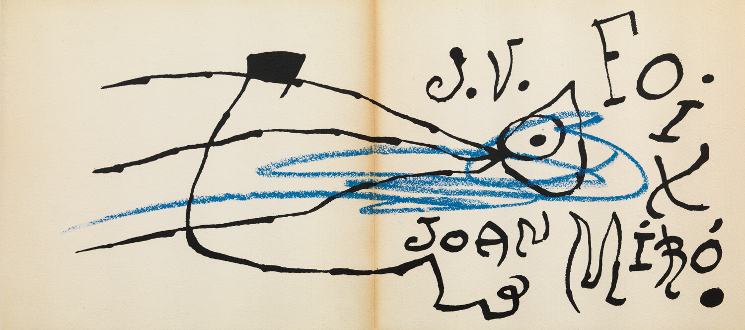 Coberta i contracoberta il&middot;lustrades per Joan Miró del poema de J.V. Foix <em>És quan dormo que hi veig clar</em>. Filograf / R. Giralt-Miracle, juliol de 1975.
